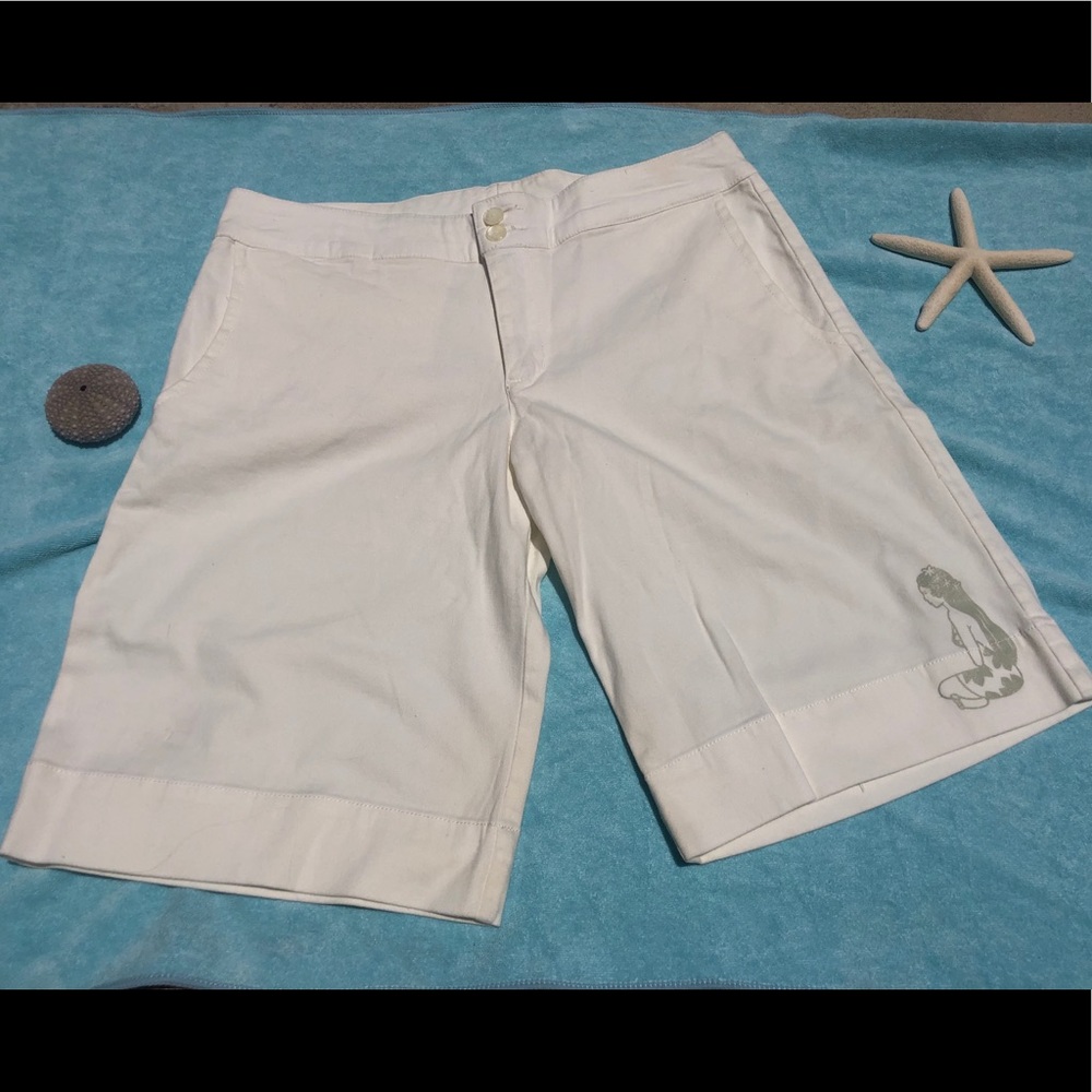 White Hinano Tahiti Bermuda Shorts.